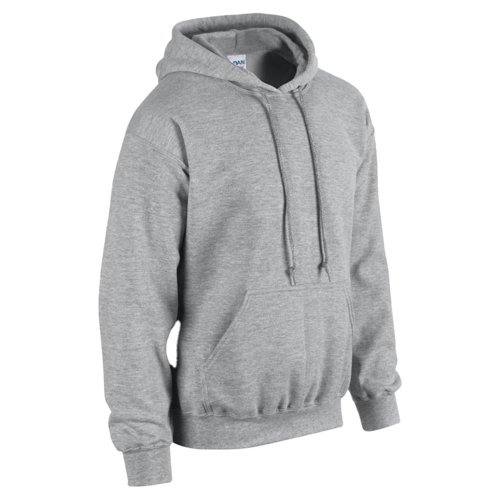 Sudadera con capucha gris de algodn y polister para hombre con bolsillo tipo canguro.