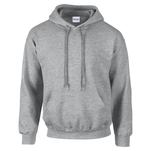 Sudadera gris de algodn y polister para hombre con capucha y bolsillo tipo canguro.