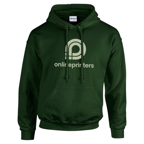 Sudadera verde de tela mixta para hombre con capucha y bolsillo tipo canguro.