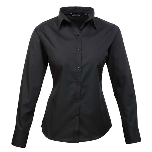 Blusa de popelina negra en mezcla de algodn para mujer.