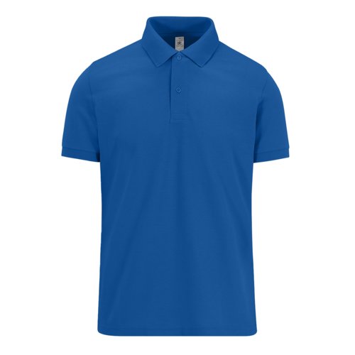 Polo de algodn azul real para hombre con tapeta de botones corta.