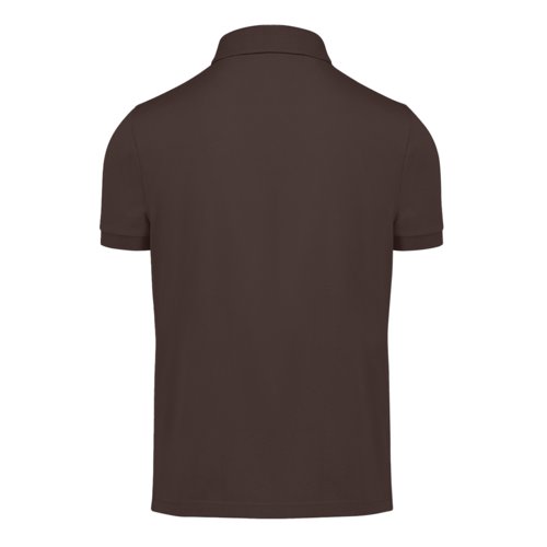 Polo de algodn marrn oscuro para hombre con tapeta de botones corta.