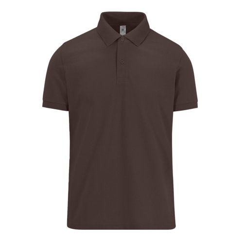 Polo de algodn marrn oscuro para hombre con tapeta de botones corta.