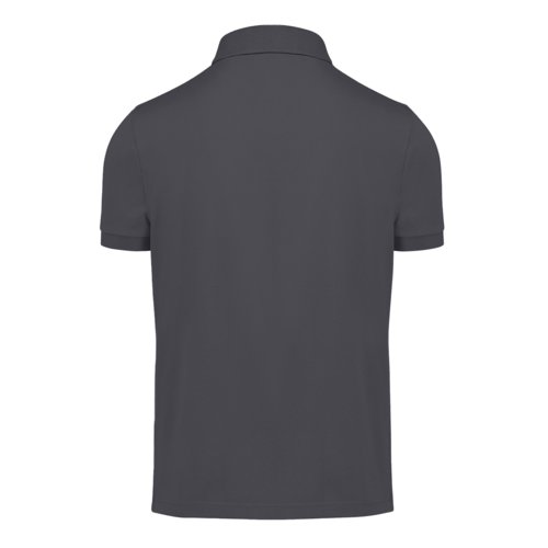 Polo de algodn gris oscuro con tapeta de botones corta.