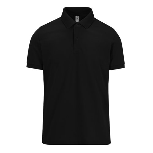 Polo negro de algodn para hombre con tapeta de botones corta.