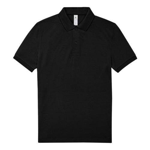 Polo de algodn negro para hombre con tapeta de botones corta.