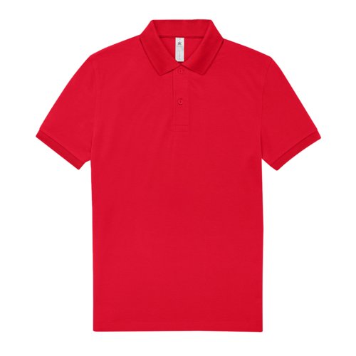 Polo rojo de algodn para hombre con tapeta de botones corta.