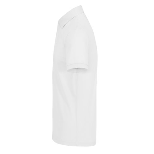 Polo blanco de algodn para hombre con tapeta de botones corta.