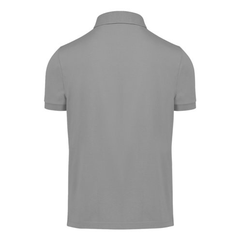 Polo gris de algodn con mangas cortas y tapeta de botones.