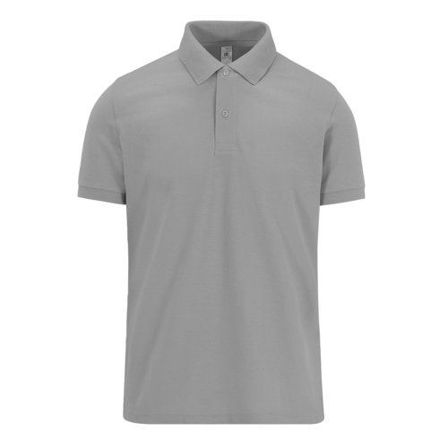 Polo de algodn gris para hombre con tapeta de botones corta.