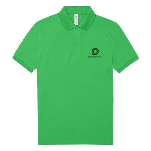 Polo verde de algodn para hombre con tapeta de botones corta.