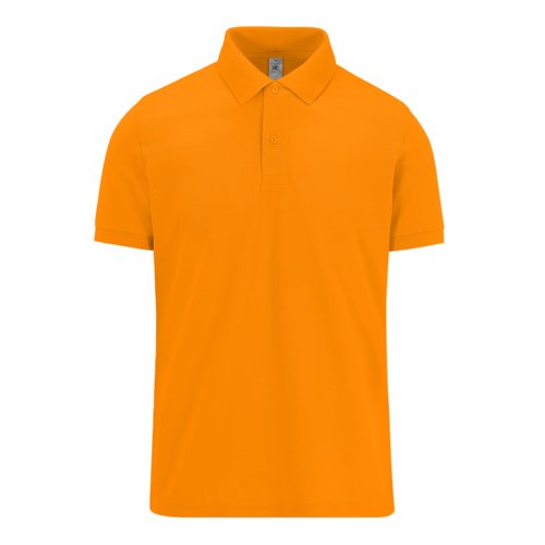 Polo naranja de algodn con mangas cortas y tapeta de botones.