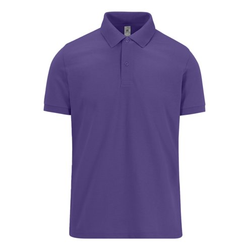 Polo violeta de algodn para hombre con tapeta de botones corta.