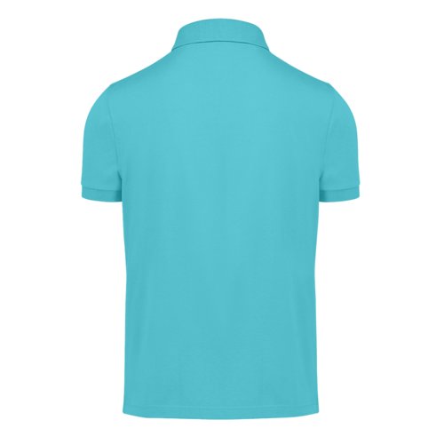 Polo turquesa de algodn para hombre con tapeta de botones corta.