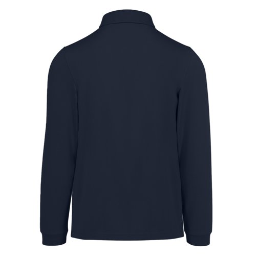 Polo de algodn azul marino de manga larga para hombre.