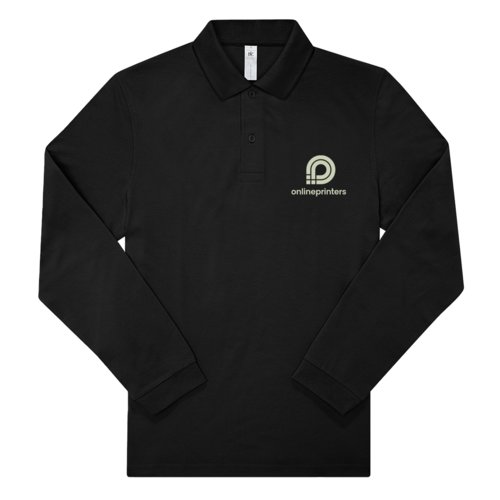 Polo negro de manga larga de algodn para hombre.