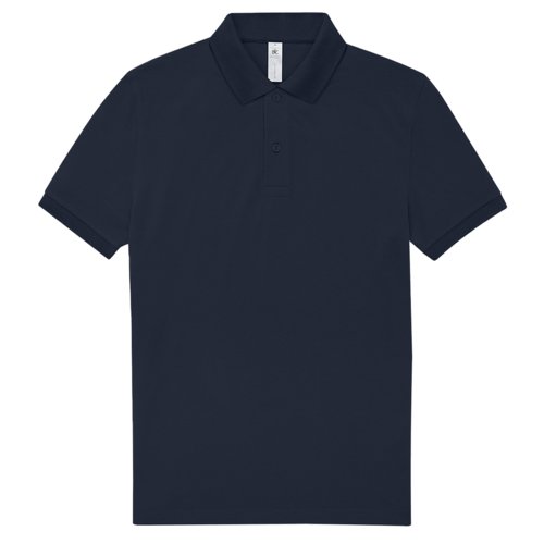 Polo de algodn azul marino para hombre con tapeta de botones corta.