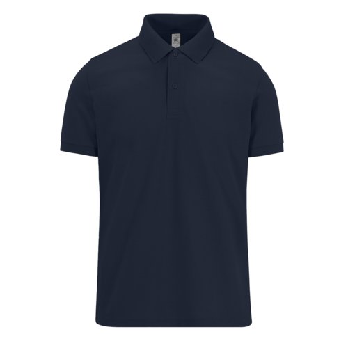 Polo de algodn azul marino para hombre con tapeta de botones corta.