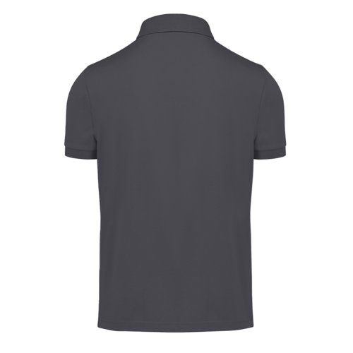 Polo de algodn gris oscuro para hombre con mangas cortas.