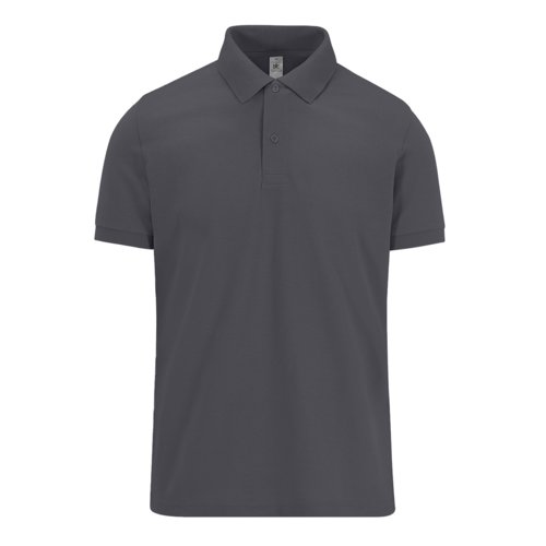 Polo de algodn gris oscuro para hombre con mangas cortas.