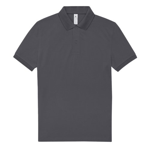 Polo de algodn gris oscuro para hombre con mangas cortas.