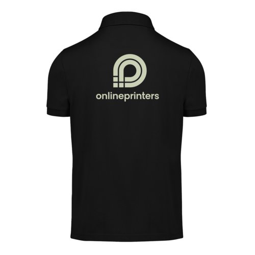Polo negro de algodn para hombre con tapeta de botones corta.