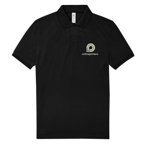 Polo de algodn negro para hombre con tapeta de botones corta.