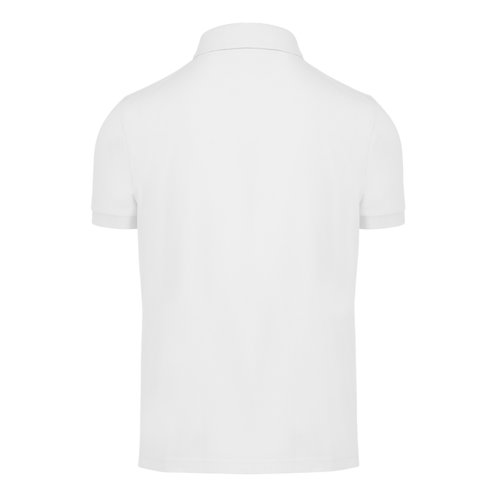 Polo blanco de algodn para hombre con tapeta de botones corta.