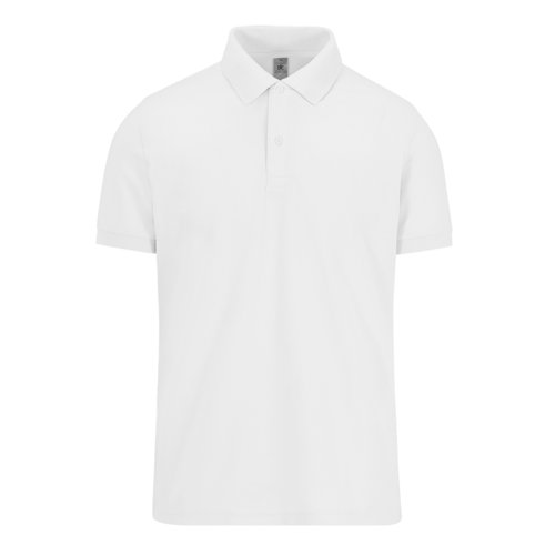 Polo blanco de algodn para hombre con tapeta de botones corta.