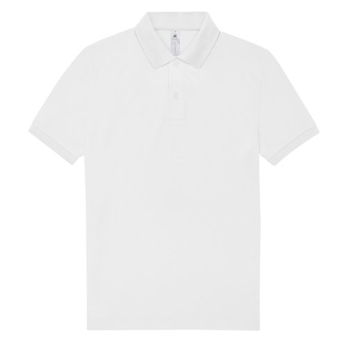 Polo blanco de algodn para hombre con tapeta de botones corta.