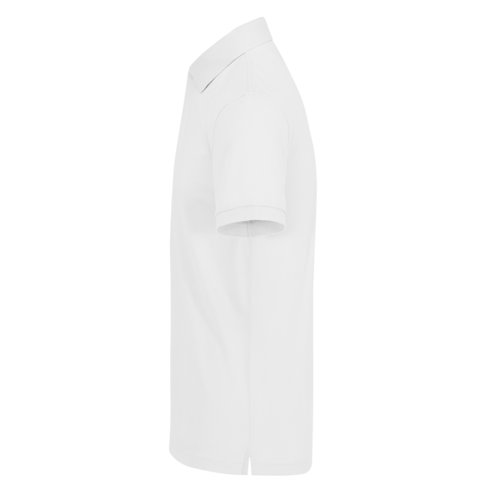Polo blanco de algodn para hombre con tapeta de botones corta.