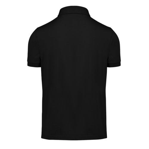 Polo negro de polister reciclado y algodn para hombre.