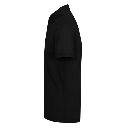 Polo negro de polister reciclado y algodn para hombre.