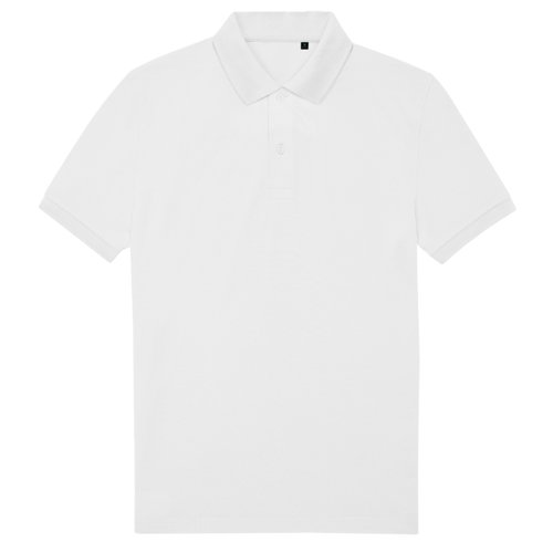 Polo blanco de polister reciclado y algodn para hombre.