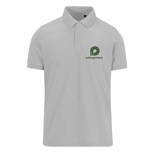 Polo de tela gris para hombre con tapeta de botones corta.