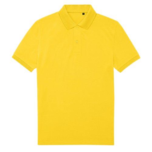 Polo amarillo de polister reciclado y algodn con mangas cortas.