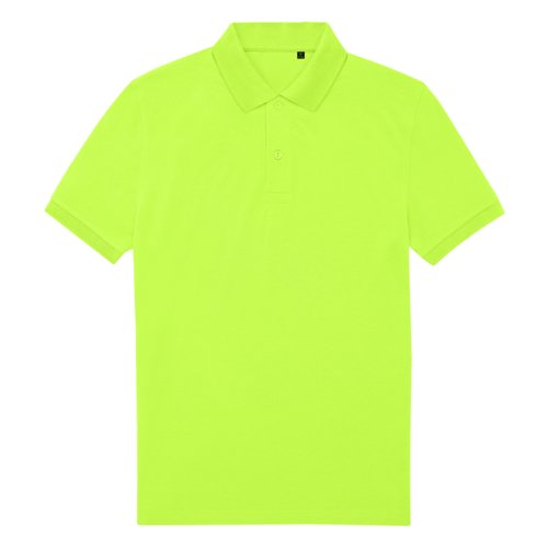 Polo verde manzana de polister reciclado y algodn con tapeta de botones.
