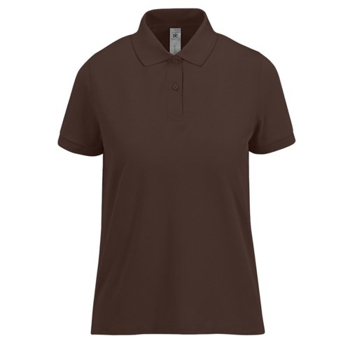 Polo de algodn marrn oscuro para mujer con mangas cortas.