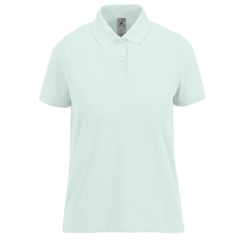 Polo de algodn verde menta para mujer con tapeta de botones corta.