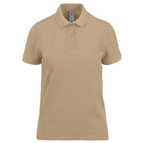 Polo marrn de algodn para mujer con tapeta de botones corta.