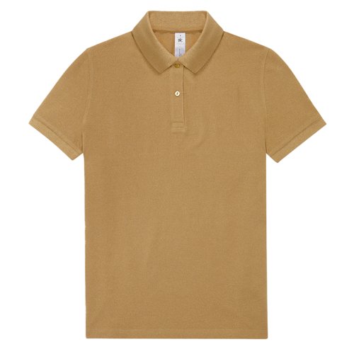 Polo marrn de algodn para mujer con tapeta de botones corta.