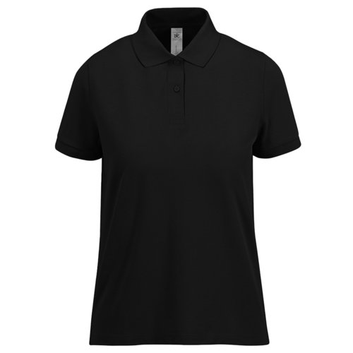 Polo negro de algodn para mujer con mangas cortas.
