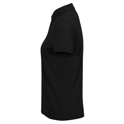 Polo negro de algodn para mujer con tapeta de botones corta.