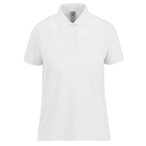 Polo blanco de algodn para mujer con tapeta de botones corta.