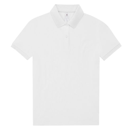 Polo blanco de algodn para mujer con tapeta de botones corta.