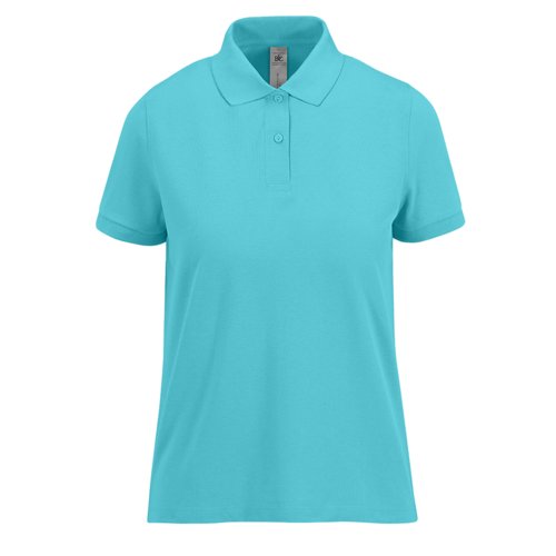 Polo turquesa de mujer en algodn con tapeta de botones corta.