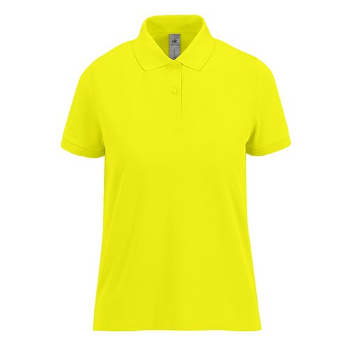 Polo de algodn verde manzana para mujer con mangas cortas y tapeta de botones.
