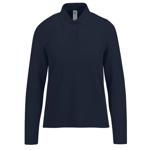 Polo de algodn azul marino para mujer con mangas largas.