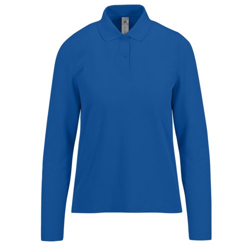Polo de algodn azul real de manga larga para mujer.