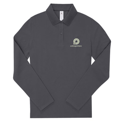 Polo de mujer en algodn gris oscuro con mangas largas.